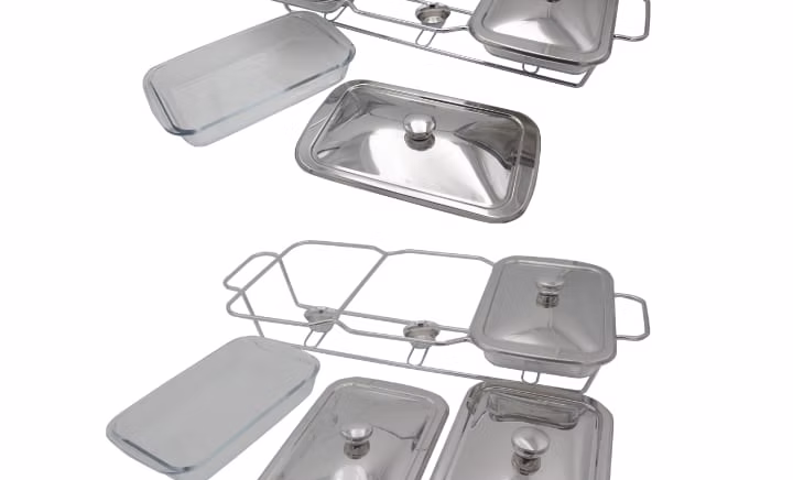 Glass Chafing Dish Silver 1.5L X 3