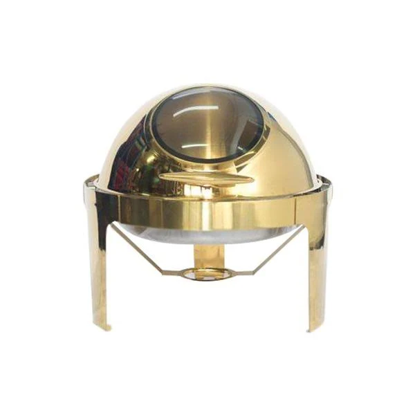 Stainless steel round tool top chafing Dish Gold - With window 9l